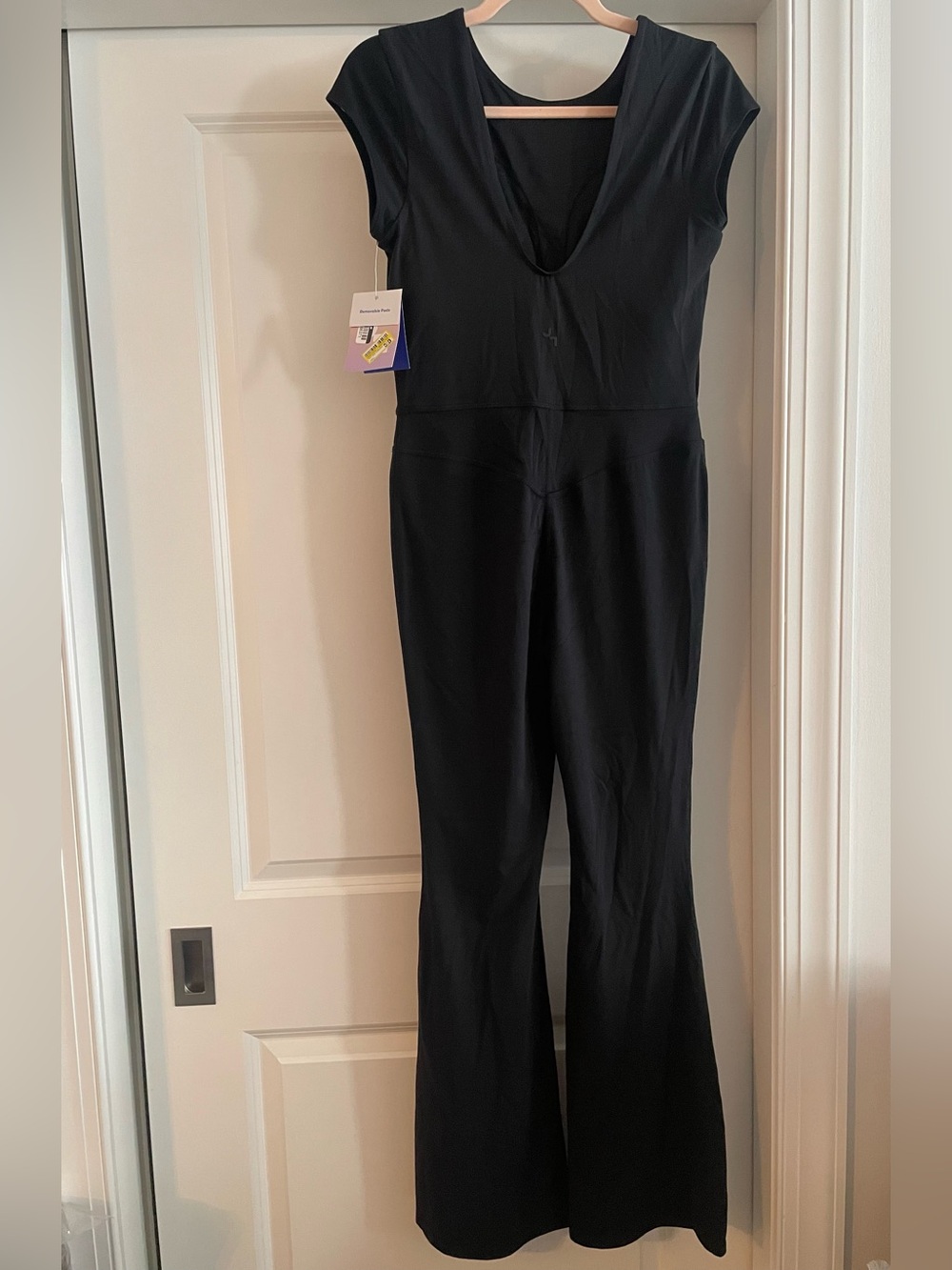 JoyLab Black Cap-Sleeve Flare, Low Back Jumpsuit - Picture 2 of 6
